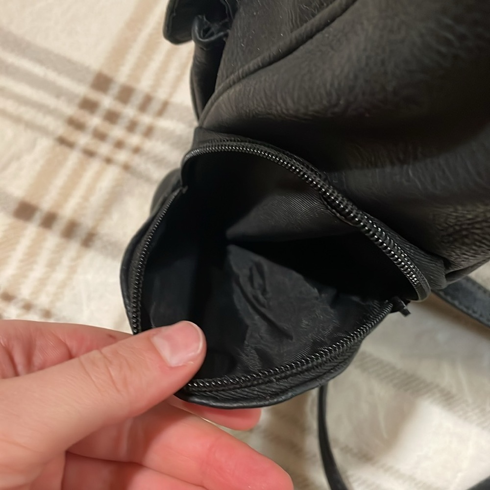 Black Faux Leather Multisac Mini Backpack Purse - image 6